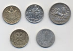 Lotto di cinque monete tra cui una di re ... 