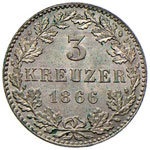 GERMANIA Francoforte 3 Kreuzer 1866 - KM 373 ... 