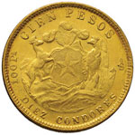 CILE  100 Pesos 1926 – Fr. 54 AU (g 20,32)