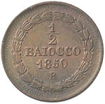 Pio IX (1846-1878) Mezzo baiocco 1850 A. V ... 