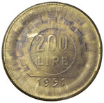 Repubblica - 200 Lire 1991 tondello largo - ... 