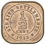 STRAITS SETTLEMENTS Mezzo cent 1932 - KM 37 ... 