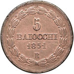 Pio IX (1846-1878) 5 Baiocchi 1851 A. V – ... 