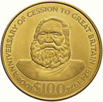 FIJI 100 Dollari 1974 – Fr. 1 AU (g 31,38)