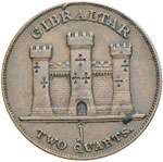 GIBILTERRA 2 Quartos 1842 – KM 3 CU (g ... 
