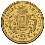 GUATEMALA 5 Pesos 1869 – Fr. 42 AU (g ... 