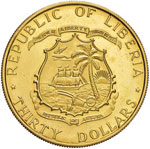 LIBERIA 30 Dollari 1965 – Fr. 4 AU (g ... 