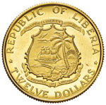 LIBERIA 12 Dollari 1965 – Fr. 5 AU (g 6,00)