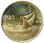 MALTA 20 Pounds 1973 - Fr.  53 AU (g 6,02)