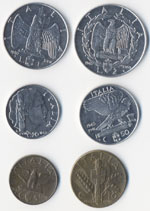 2 Lire, lira, 50 e 20, 10 e 5 Cent. 1940 - ... 