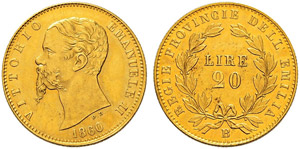 Vittorio Emanuele II. 1859-1878. 20 Lire ... 