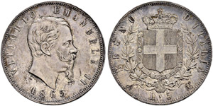 Vittorio Emanuele II. 1859-1878. 5 Lire ... 