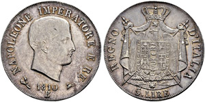 Bologna - Napoleone I, 1805-1815. 5 Lire ... 