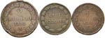Lotto di tre monete papali in rame