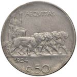 50 Centesimi 1924 L - Nomisma 1239; Pag. ... 