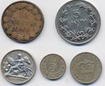 GRECIA Lotto di cinque monete tra cui dracma ... 