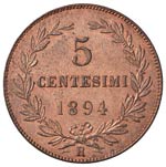 SAN MARINO 5 Centesimi 1894 - Pag. 379 CU ... 
