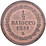 Pio IX (1846-1878) Mezzo baiocco 1851 A. V - ... 