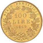 Pio IX (1846-1878) 100 Lire 1869 A. XXIV - ... 