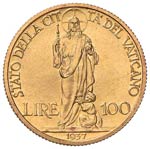 Pio XI (1922-1939) 100 Lire 1937 A. XVI - AU ... 