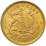 CILE  100 Pesos 1926 - Fr. 54 AU (g 20,32)