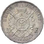 FRANCIA 5 Franchi 1868 BB - Gad. 739 AG