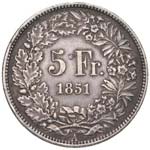 SVIZZERA Confederazione 5 Franchi 1851 - HMZ ... 