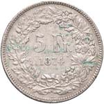 SVIZZERA Confederazione 5 Franchi 1874 B . - ... 