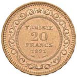 TUNISIA 20 Franchi 1891 ... 