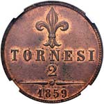 NAPOLI Francesco II (1859-1860) 2 Tornesi ... 