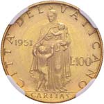 Pio XII (1939-1958) 100 Lire 1951 - Nomisma ... 