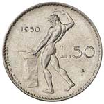 REPUBBLICA ITALIANA 50 Lire 1950 Prova in ... 