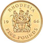 RHODESIA 5 Pounds 1966 - Fr. 1 AU (g 39,99) ... 