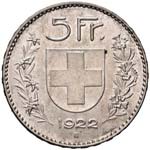 SVIZZERA Confederazione - 5 Franchi 1922 - ... 
