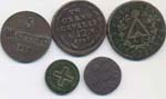 Lotto di cinque monete: Napoli, grano 1791, ... 