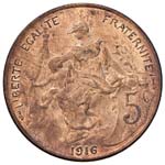 FRANCIA 5 Centesimi 1916 - CU (g 5,03) Rame ... 