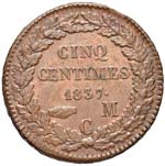 MONACO Onorato V - 5 Centesimi 1837 - CU (g ... 