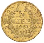 PIO IX (1846-1878) 5 Lire 1867 A. XXII - ... 