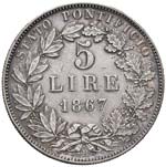 PIO IX (1846-1878) 5 Lire 1867 A. XXI - ... 
