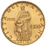 Pio XII (1939-1958) 100 Lire 1952 A. XIV - ... 