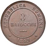 Repubblica romana (1848-1849) 3 Baiocchi ... 
