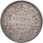INDIA Vittoria (1837-1901) Mezza rupia 1862 ... 