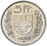 SVIZZERA Confederazione - 5 Franchi 1922 - ... 