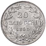 Pio IX (1846-1878) 20 Baiocchi 1865 A. XX - ... 