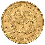 COLOMBIA 5 Pesos 1924 - Fr. 115 AU (g 8,07) ... 
