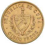 CUBA 5 Pesos 1916 - Fr. 4 AU (g 8,35)