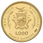 GUINEA 1.000 Franchi 1968 - KM 17 AU (g ... 