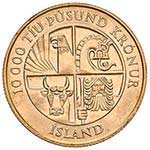 ISLANDA 10.000 Corone 1974 - Fr. 2 AU (g ... 