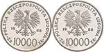POLONIA 10.000 Zlotych 1988, 1989 - AG (g ... 
