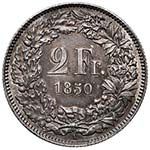 SVIZZERA Confederazione - 2 Franchi 1850 A - ... 